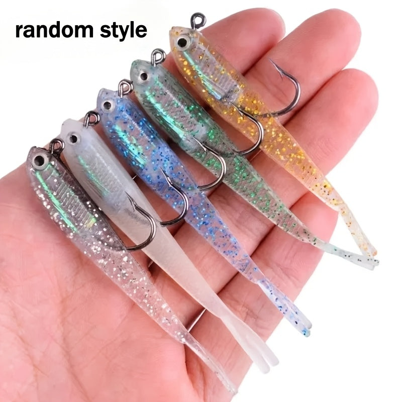 Soft Fishing Lures 30-Pack Pre-Rigged with Hooks – Mixed Bionic Swimbaits for Bass Trout Panfish Perch Crappie Freshwater Saltwater Lifelike Soft Plastic Artificial Bait Kit with Worms Grubs Paddle Tail Creature Baits