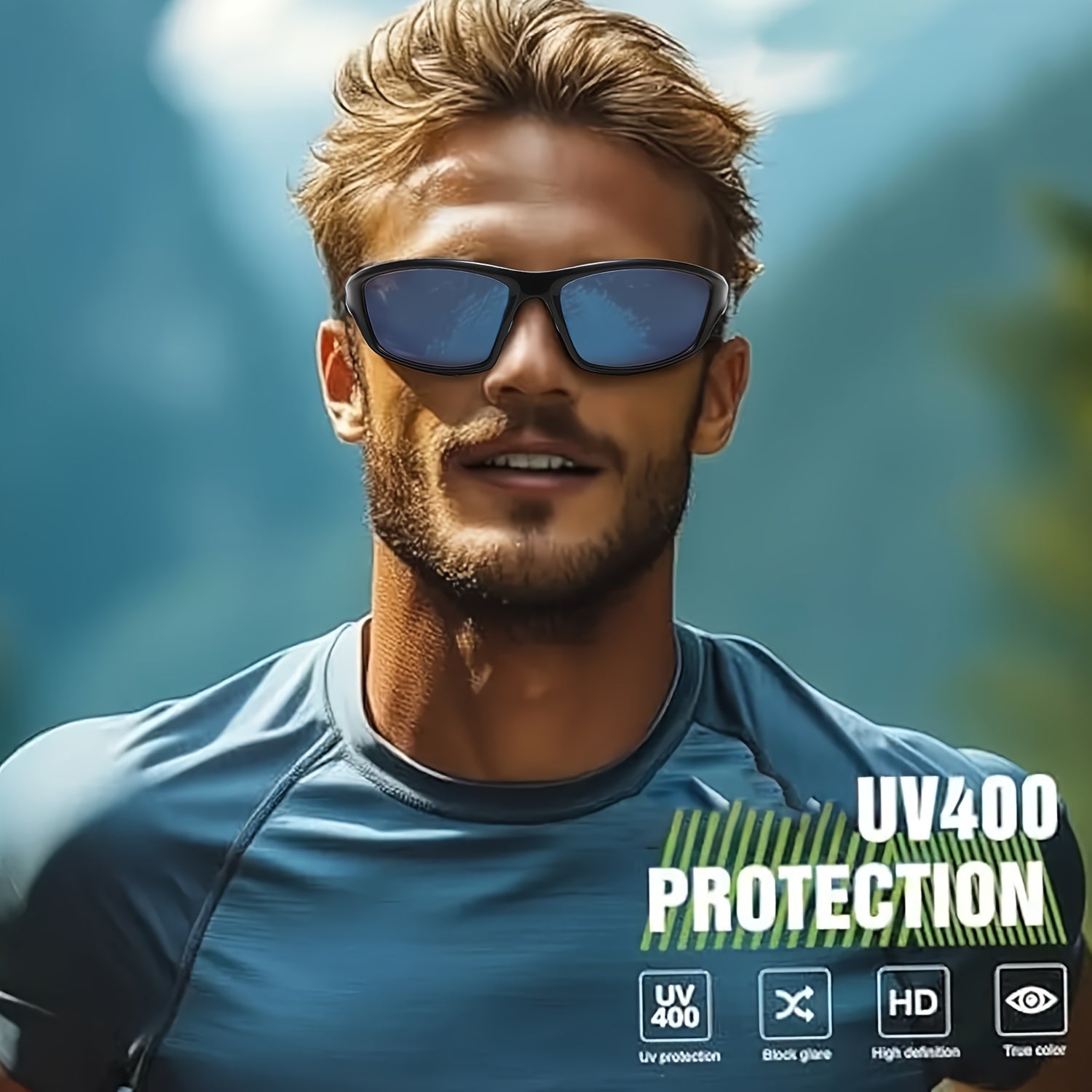 Polarized Sports Sunglasses 4 Pairs UV Protection Full Frame Outdoor Glasses for Men Women Cycling Running Fishing Rock Climbing Hiking Travel Leisure