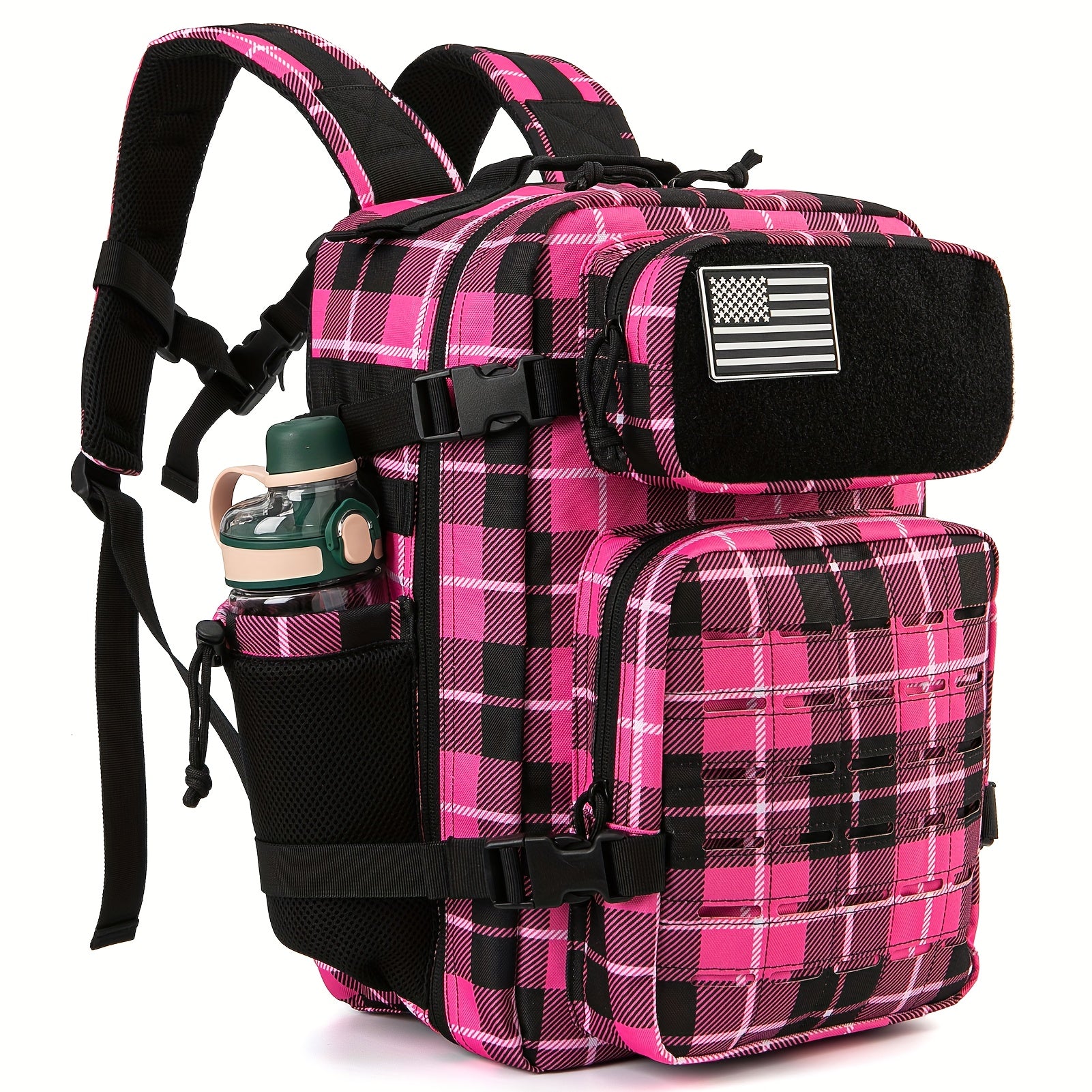 Tactical MOLLE Backpack 6.6 Gal – 180° Flat Open Hiking Camping Daypack with Laptop Compartment & Dual Cup Holders, Heavy-Duty Gym Sports Travel Bag | 9 Colors