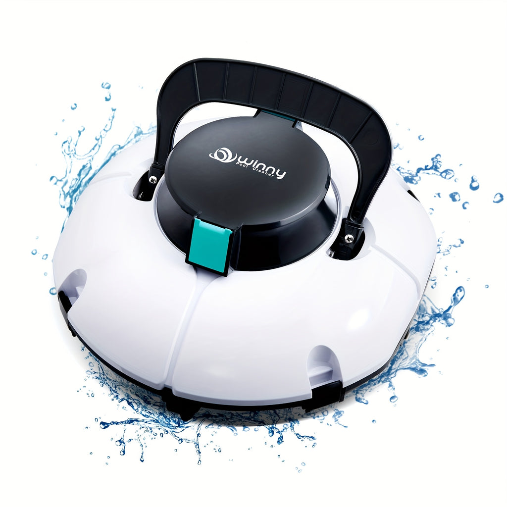 Cordless Robotic Pool Vacuum Cleaner 80-Min Battery – Dual Motor Strong Suction Auto Cleaning for Above Ground Flat Floor Round Oval Rectangular Pools Up to 30ft WINNY 200 SE