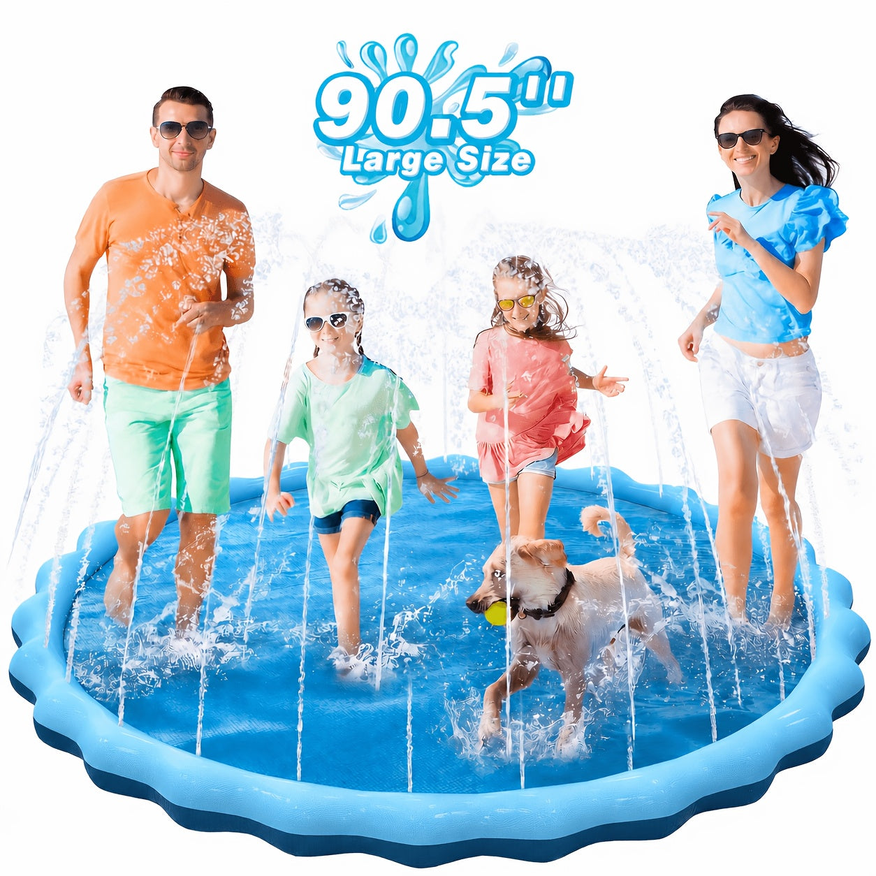 Kids Splash Pad Sprinkler & Play Mat - Extra Large Thicker Inflatable Wading Pool, Outdoor Summer Water Toy for Children Ages 3+, 66" to 90" Sizes