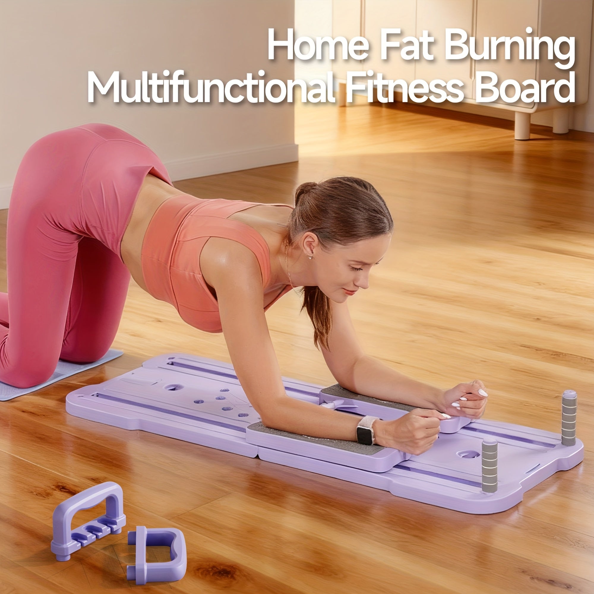 9-in-1 Portable Pilates Reformer Board – Multifunctional Ab Wheel Push-Up Exercise Equipment for Home Gym Full Body Core Training Muscle Toning, Gift for Her Him
