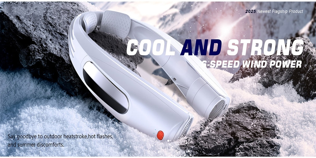 Portable Neck Fan Hands Free Wearable Personal Fan 3000mAh USB Rechargeable 6 Adjustable Speeds Cooling Fan for Camping Outdoor Office Travel Home Black White
