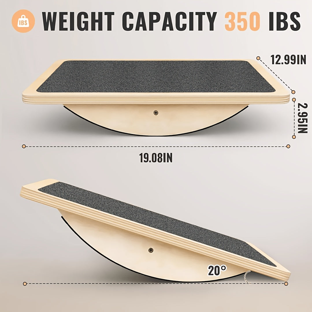Balance Board Wobble Board for Adults Anti-Slip 350LBS Wooden Rocker Board for Physical Therapy Standing Desk Core Strength Balance Training Injury Recovery