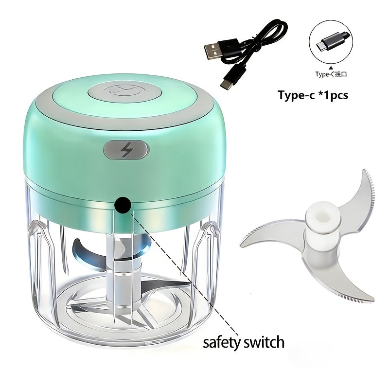 Mini Food Processor Cordless Rechargeable USB Electric Food Chopper with Meat Grinder Blade – Portable Vegetable Cutter Garlic Crusher Fruit Grinder for Kitchen