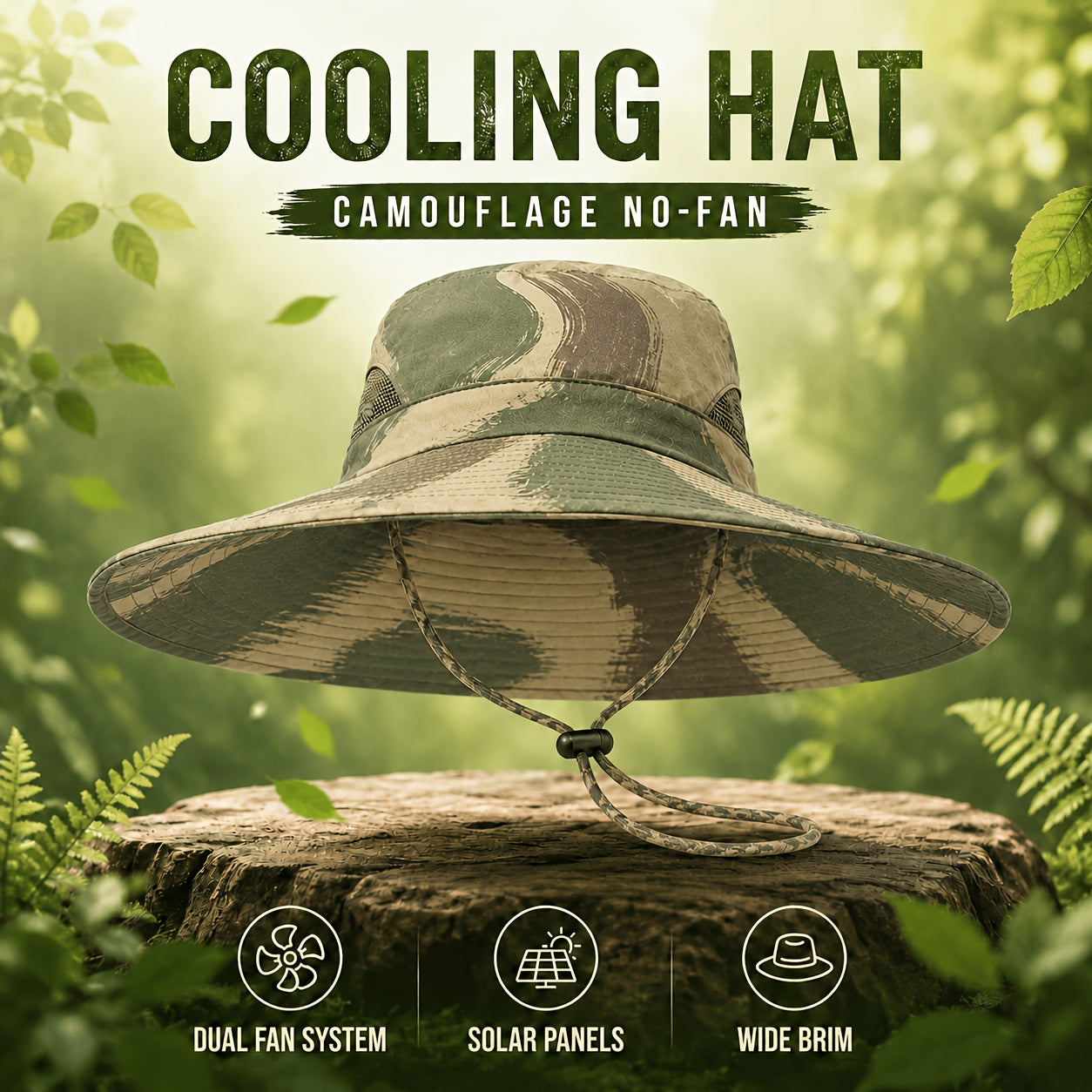 Solar Fan Hat with Built-In Cooling Fans – Breathable Wide Brim Sun Hat for Men & Women, Adjustable Speed for Hiking, Fishing, Gardening & Outdoor Summer Activities