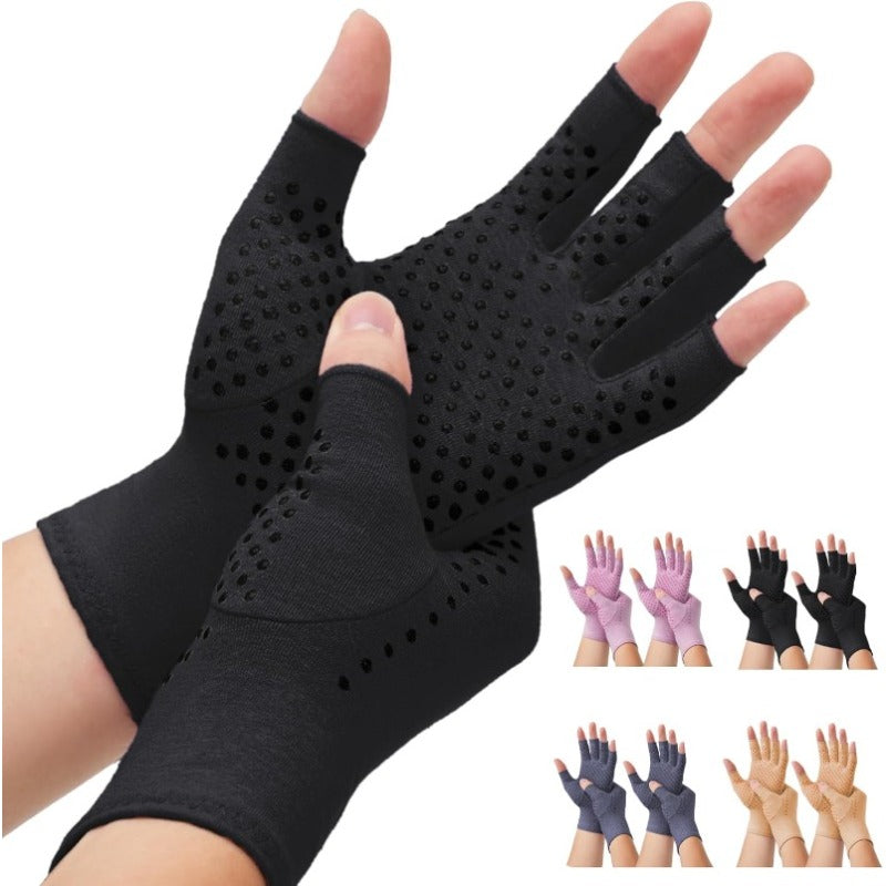 Fingerless Compression Gloves Breathable Non-Slip for Arthritis Joint Pain Relief Typing Gardening Cycling Gym Workout for Men and Women S M L XL Black Grey Purple Coffee