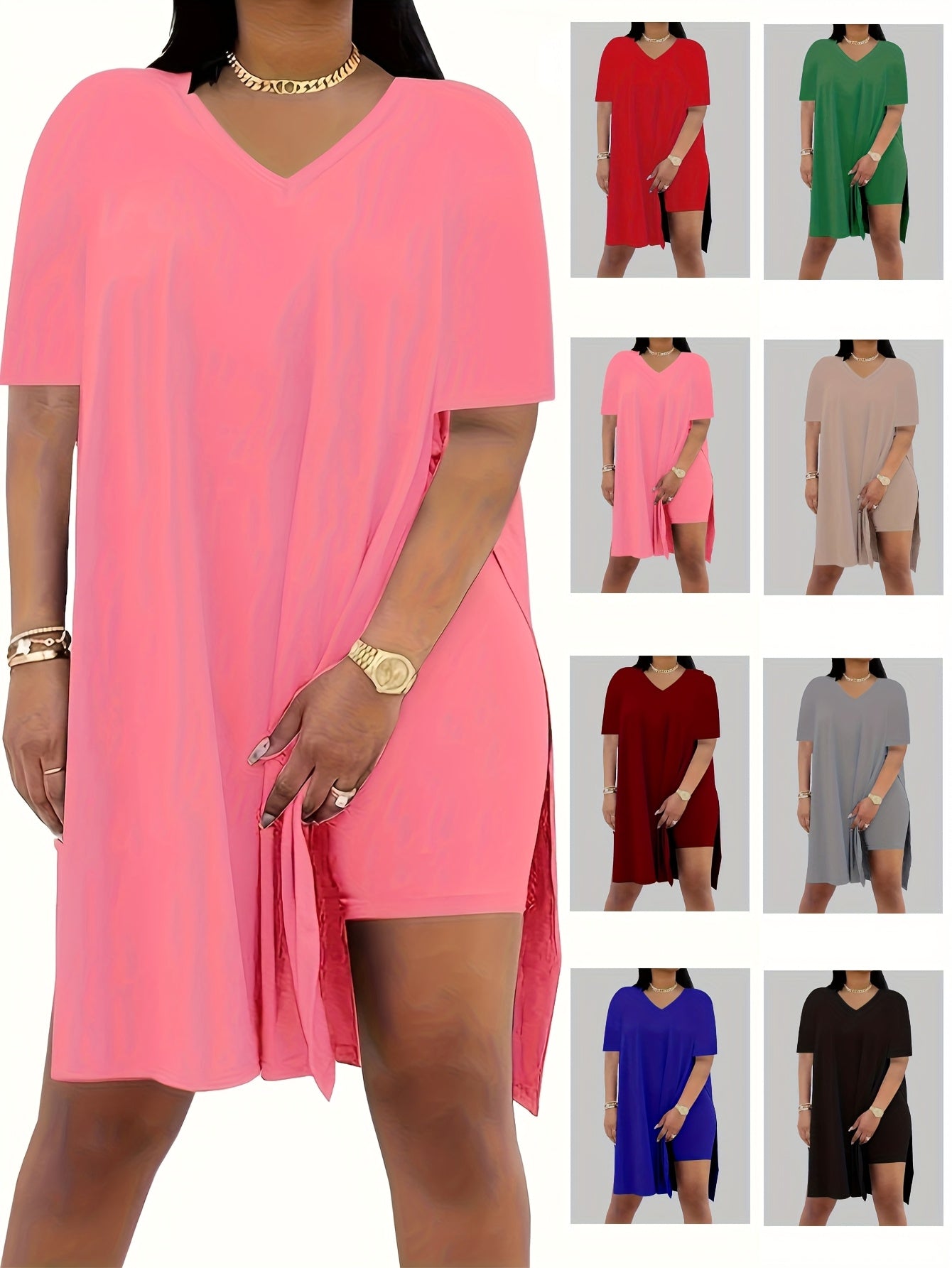 Women's V-Neck Short Sleeve Top & Shorts Set – Stretch Solid Color Activewear for Yoga Gym Jogging Casual Wear Black Brown Burgundy Green Blue Pink S-XXL