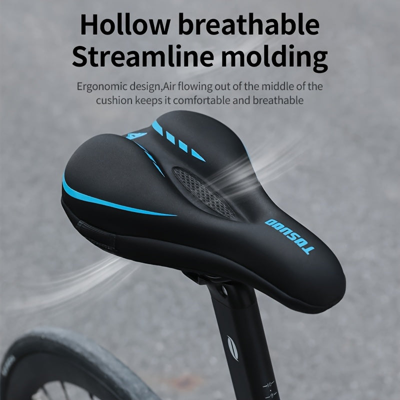 Padded Bike Seat Cover Sponge Cushion – Breathable Perforated Saddle Cover for Road & Mountain Bicycle, Easy Slip-On Comfort Cycling Accessory (Black, Red, Blue, Grey, Pink)