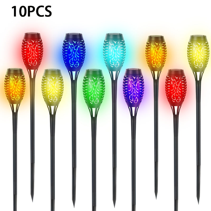 Solar Torch Lights Outdoor Flame Effect LED Garden Yard Decor Waterproof IP55 Warm White Colored 2 8 10 20 Pack