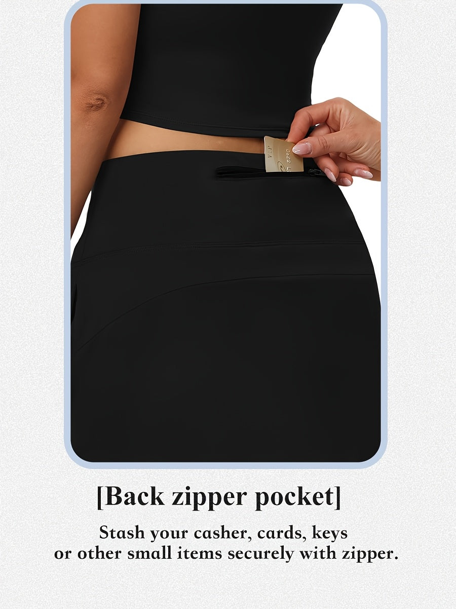 Women's Knee-Length Skort 20-Inch High Waist with 5 Pockets Built-In Shorts Long Athletic Skirt for Tennis Golf Workout Casual Wear S-XXL