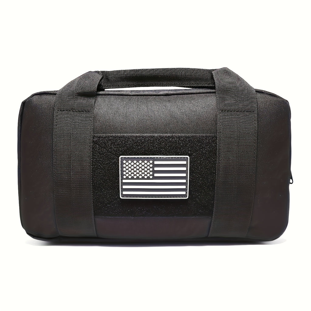 Tactical Pistol Storage Bag with Magazine Slots – Heavy-Duty Polyester Gun Case, Zippered Compartments for Handguns & Rifles, Hunting Shooting Range Travel, Black & Army Green