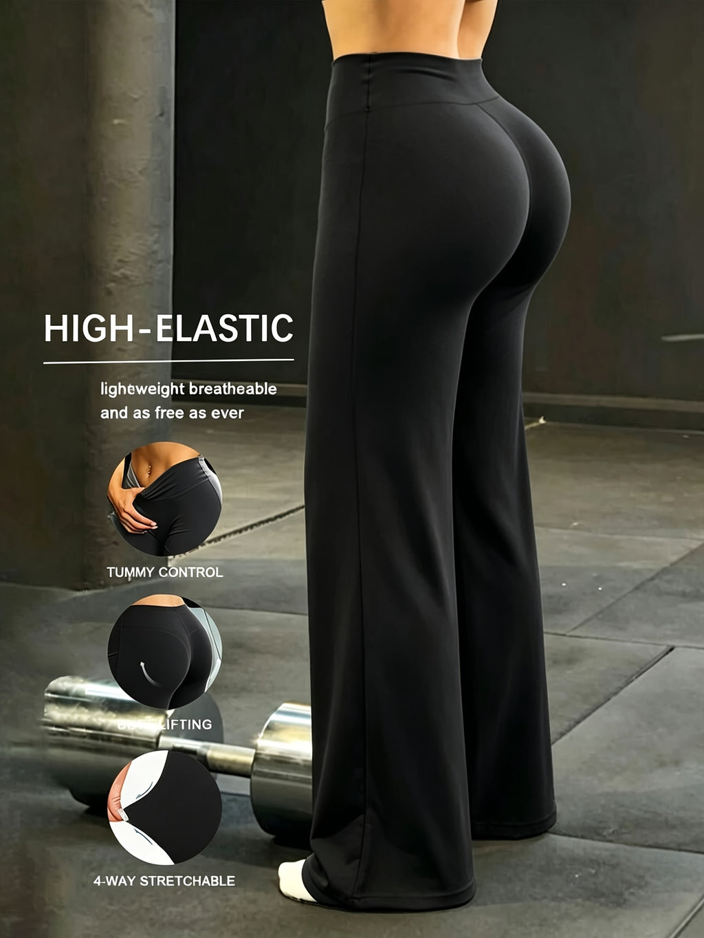 Women's High Waist Wide Leg Pants Quick-Dry Loose Fit Casual Sports Trousers with Elastic Waistband – Lightweight Straight Leg Pants for Women Spring Summer – Brown Grey Black S M L XL