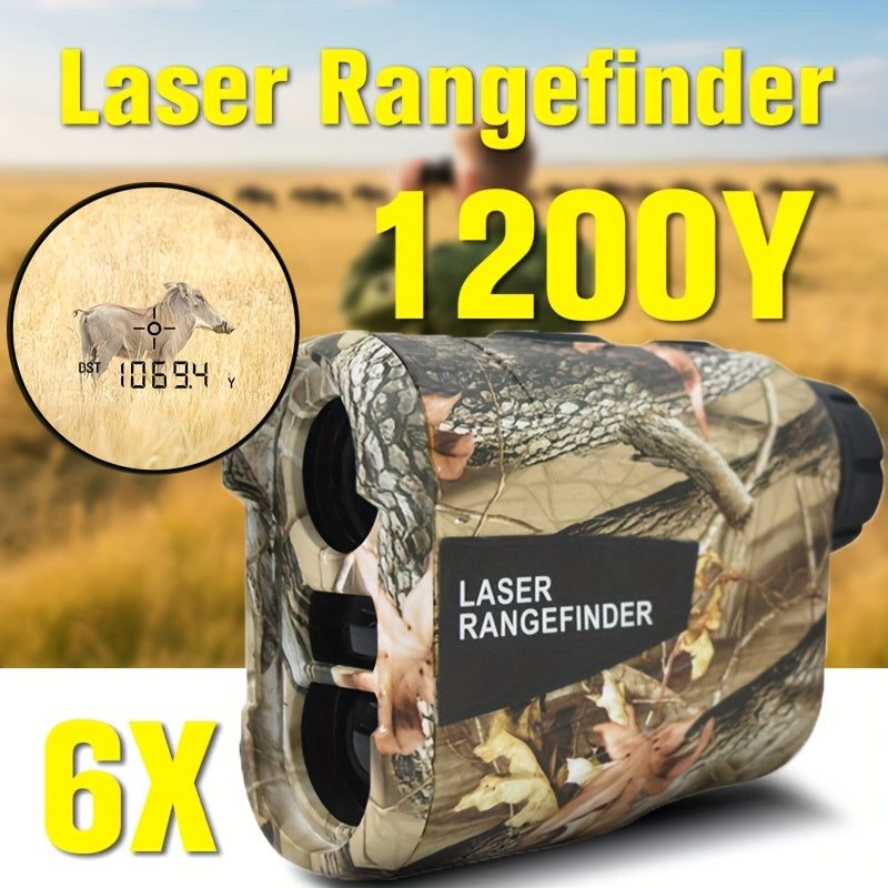 1200 Yard Laser Rangefinder 6X Camo Rechargeable – Golf & Hunting Range Finder with Flagpole Lock, Trajectory Compensation, Speed & Altitude Measurement