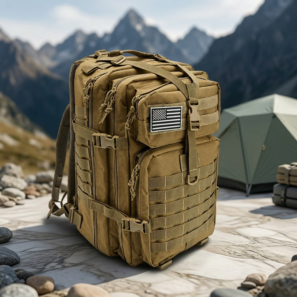 Tactical Backpack 45L MOLLE Rucksack 900D – 17" Laptop Compartment Multi-Pocket Expandable 3-Day Pack for Hiking Camping Traveling – Military Style Daypack Gift for Men Dad