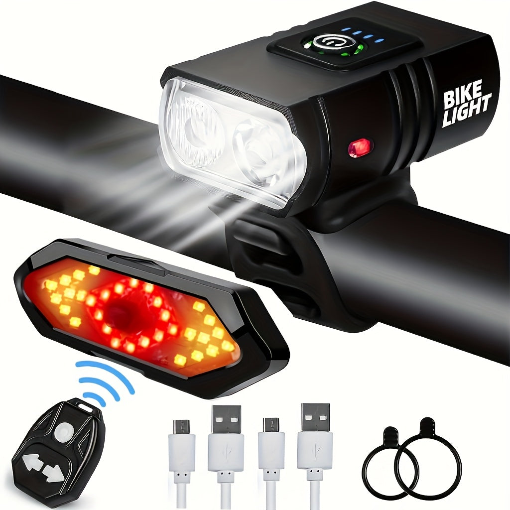 Bike Lights Set USB Rechargeable Front & Rear LED Safety Light 3LED High Brightness 6+5 Modes – Night Cycling Bicycle Light for Road Mountain Bike
