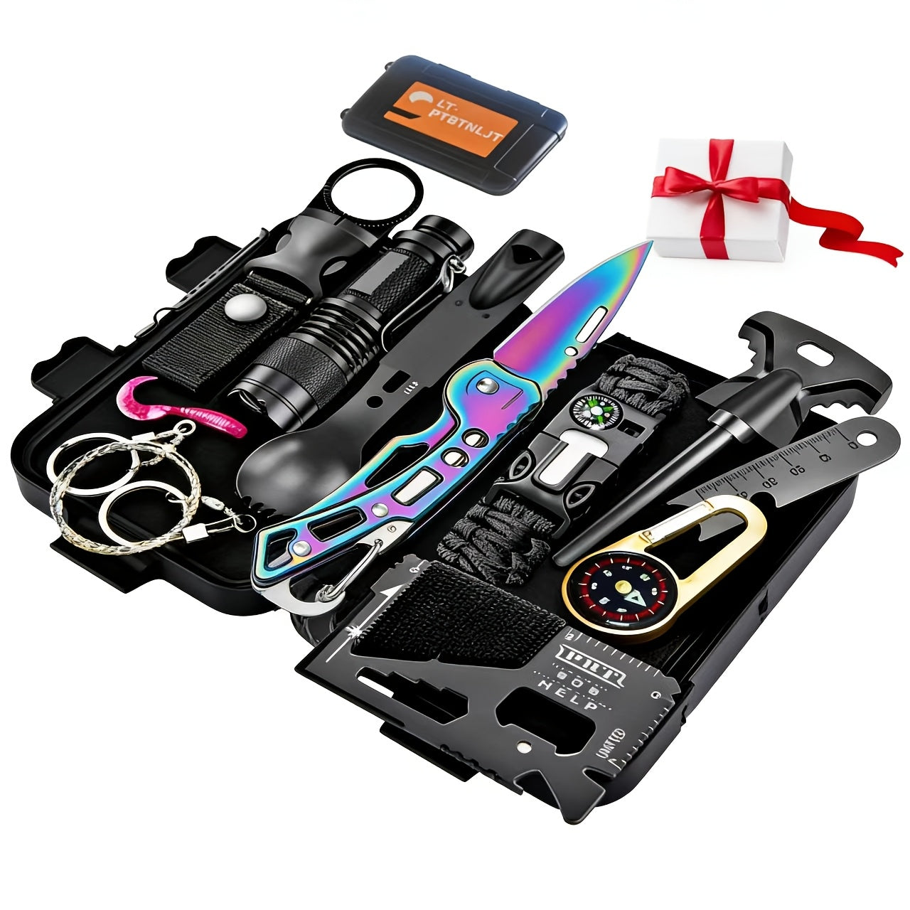 Survival Kit Multi-Tool Emergency Gear Set 12–115 Pcs with Magnesium Fire Starter – Camping Hiking Outdoor Adventure Essentials – Multiple Styles – Cool Gift for Men Dad Husband Boyfriend Teen