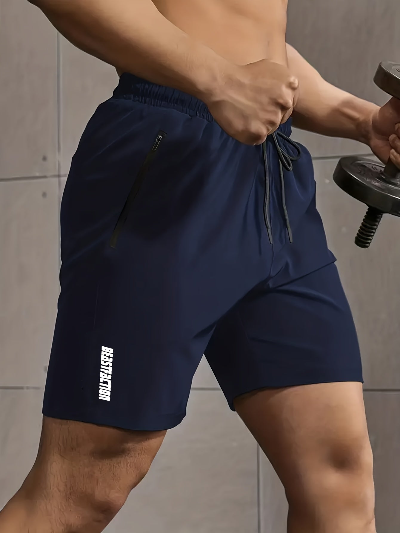 Men's Athletic Shorts 3-Pack with Zippered Pockets – Lightweight Polyester Gym Shorts, Elastic Drawstring Waist for Summer Fitness, Sports, Beach & Casual Outdoor Wear