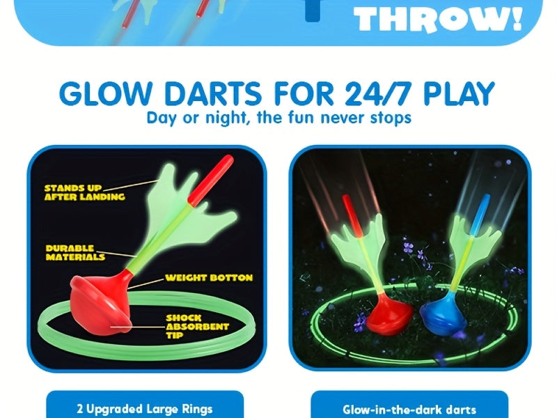 Lawn Darts Game Set 6 Piece Glow in the Dark Outdoor Yard Games for Kids Adults Family Soft Tip Safe Backyard Toss Game