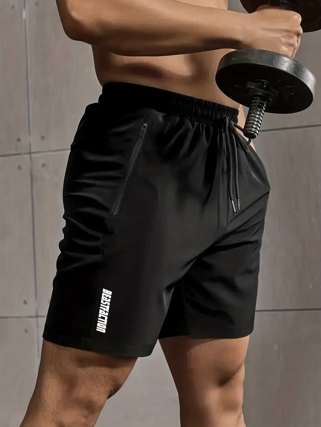 Men's Athletic Shorts 3-Pack with Zippered Pockets – Lightweight Polyester Gym Shorts, Elastic Drawstring Waist for Summer Fitness, Sports, Beach & Casual Outdoor Wear