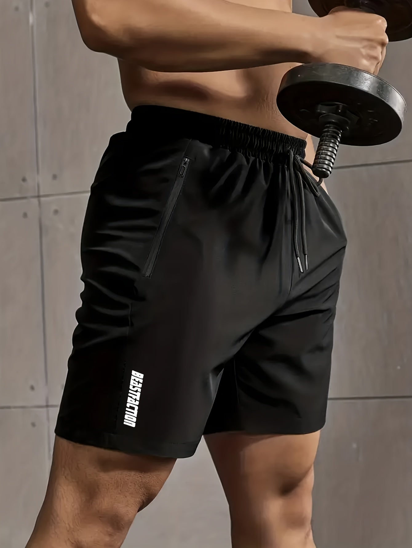 Men's Athletic Shorts 3-Pack with Zippered Pockets – Lightweight Polyester Gym Shorts, Elastic Drawstring Waist for Summer Fitness, Sports, Beach & Casual Outdoor Wear
