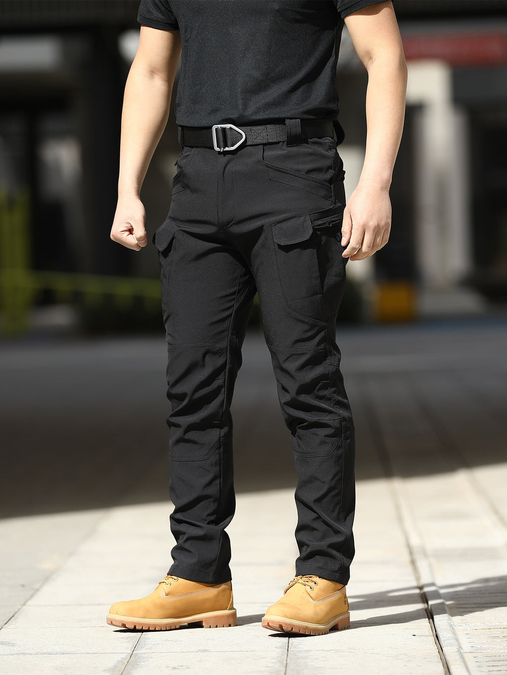 Men's Tactical Cargo Pants Lightweight – Quick Dry Breathable Polyester, Multiple Pockets, Relaxed Fit, Belt Included, All Season Hiking & Outdoor Work Pants, Sizes M–XXXL