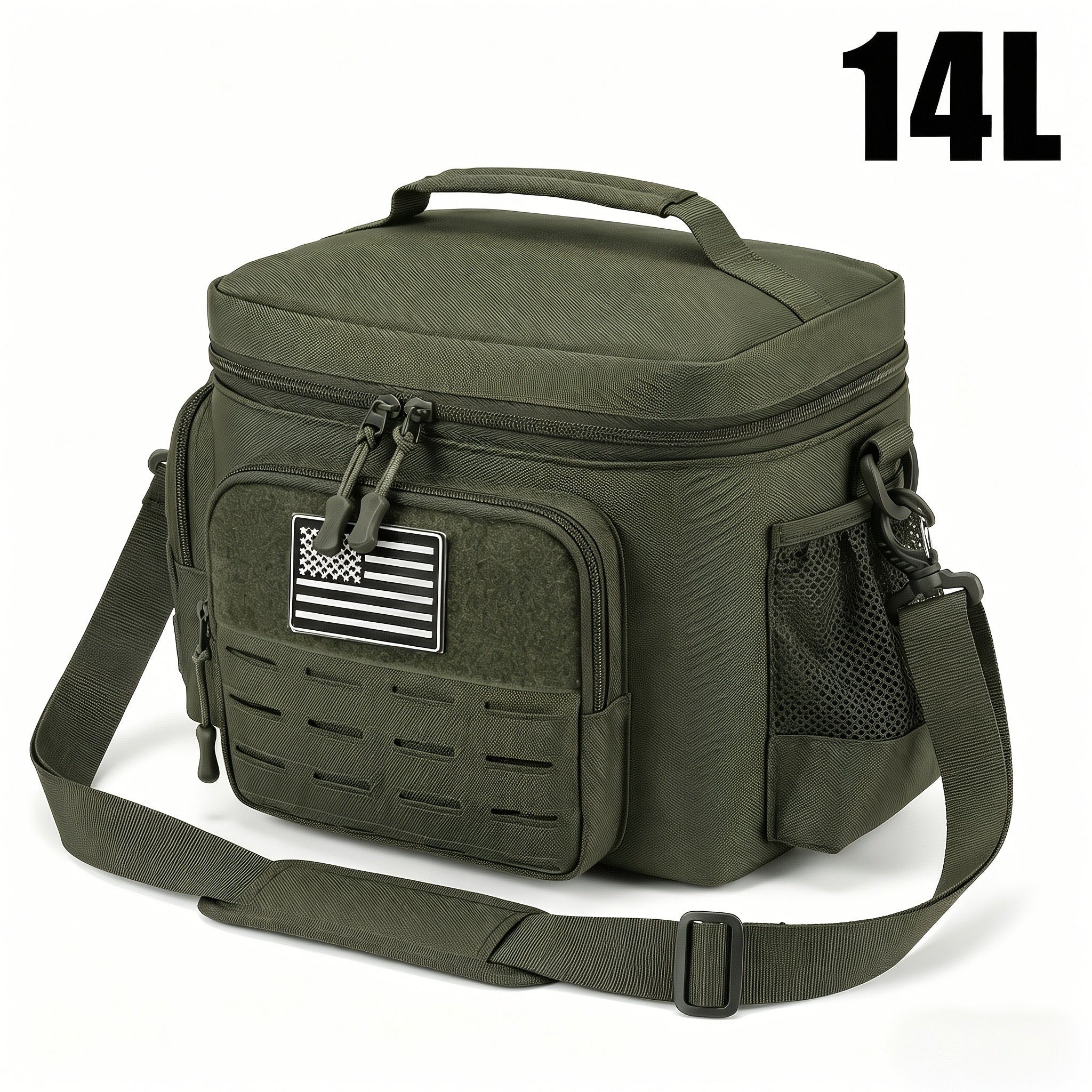 Tactical Insulated Lunch Bag for Men Women with MOLLE Webbing – Large Leakproof Cooler Bag 18L / 3.7gal Expandable Double Compartment Meal Prep Bag for Work Camping Hiking Picnic