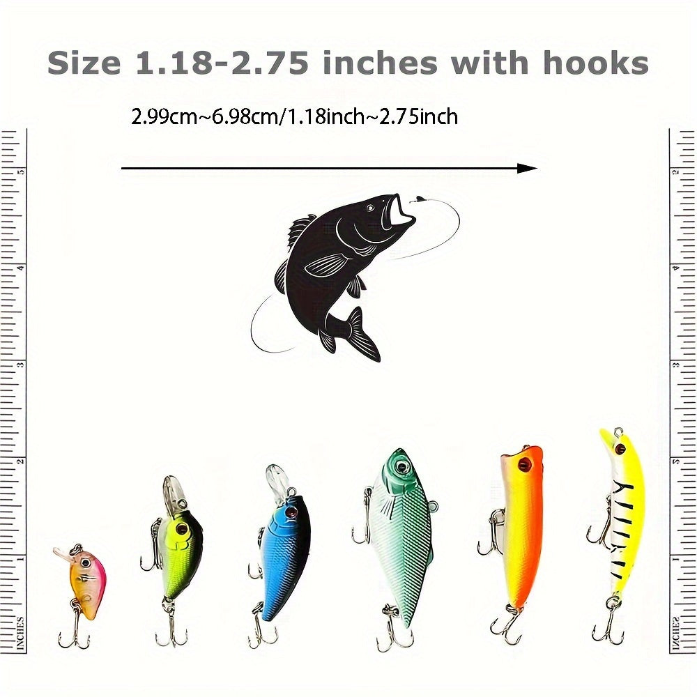 30-Piece Fishing Lures Set Mixed Crankbaits Minnow Baits with Hooks – Freshwater & Saltwater Fish Tackle Kit, 2g-6g, Assorted Colors