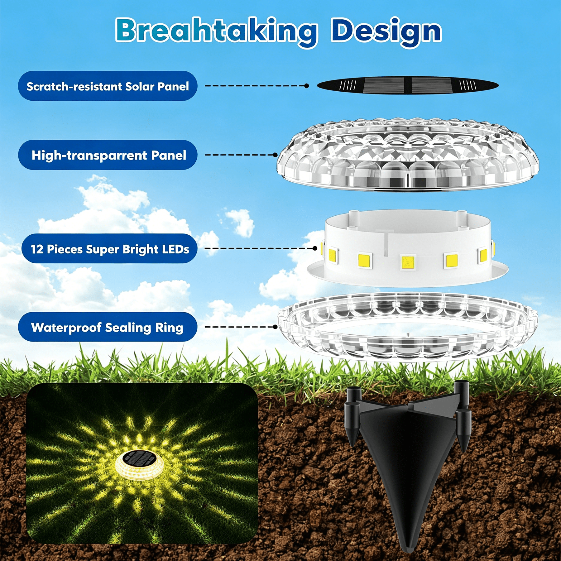 Solar Floating Pool Lights 2 Pack IP67 Waterproof, 7 Color Changing LED Underwater Light 2 Modes for Inground Above Ground Pool Hot Tub, Solar Powered Pool Decoration Night Light