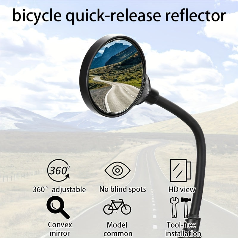 Bicycle Rearview Mirror with Built-In Bell – 360° Rotatable Handlebar Mount, Wide-Angle Convex Lens & Shatterproof Glass for Road & Mountain Bikes, Single or 4pcs Set