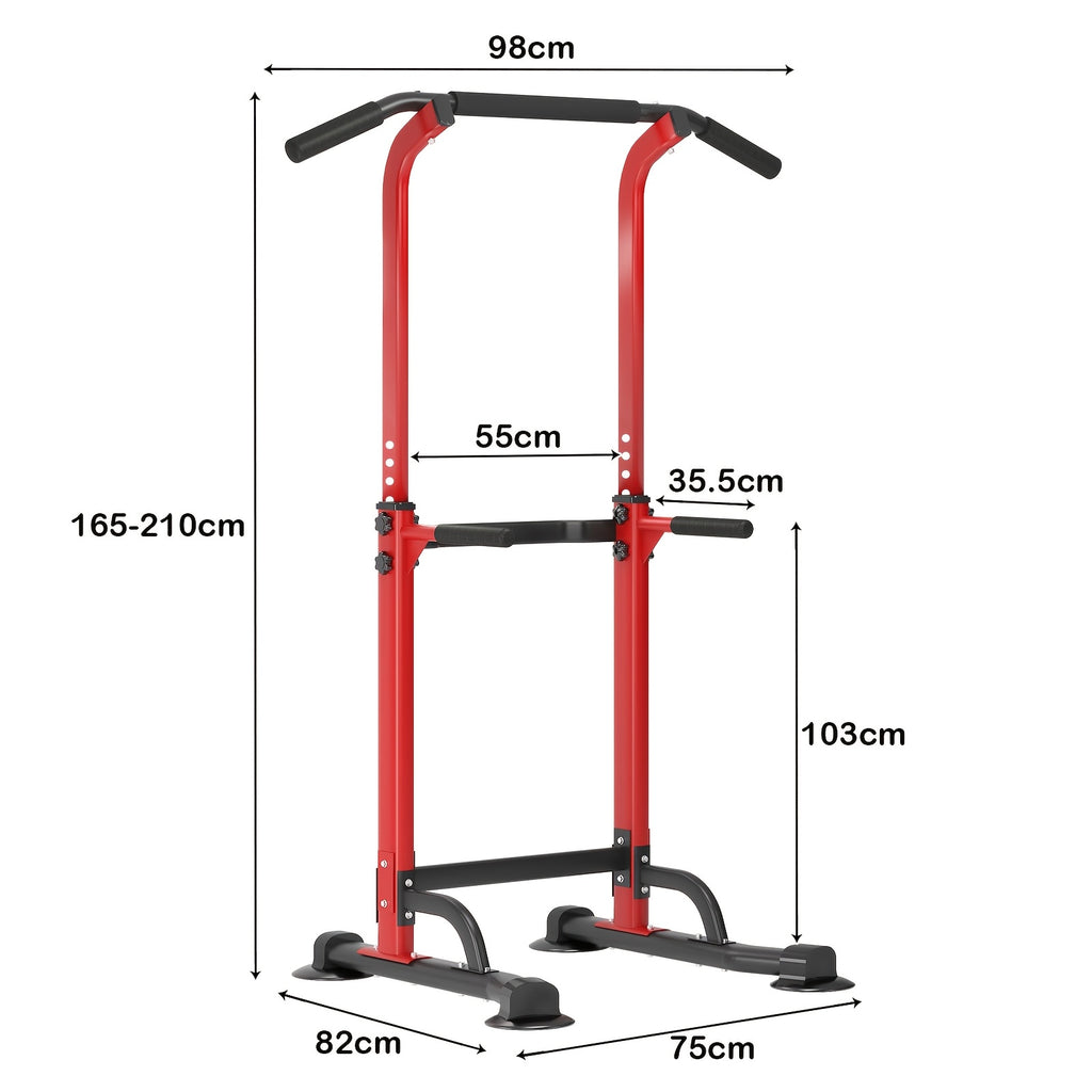 Power Tower Dip Station with Adjustable Pull-Up Bar – 330 lb Capacity Home Gym Strength Training Equipment for Pull-Ups, Dips, Knee Raises & Full Body Workout