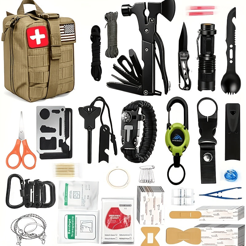 258-Piece Survival Gear Kit – Professional Outdoor Emergency Set with Fire Starter, Compass & Multi-Tools for Camping, Hiking, Backpacking | Best Gift for Men, Dad & Husband