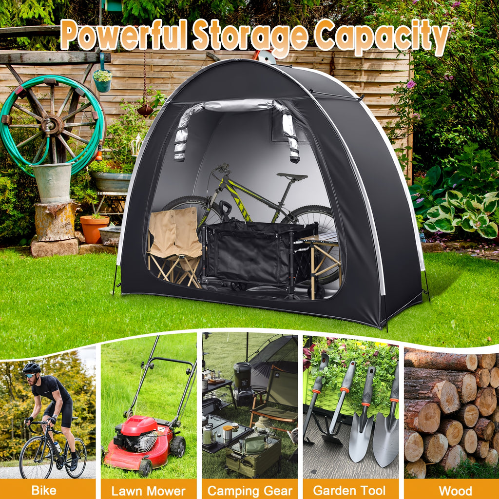 Portable Folding Bicycle Storage Tent Shed – Fits 2-3 Bikes Waterproof 210D Oxford Cloth with Fiberglass Poles for Home Garden Outdoor Bike & Motorcycle Storage