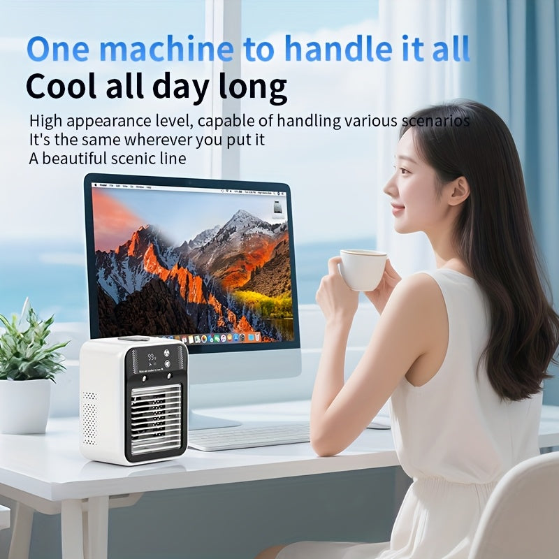 Portable Air Conditioner Fan - 6000mAh Rechargeable Personal Cooling Fan, USB-C Charging, 2 Wind Speeds & 2 Wind Modes, Touch Control, Indoor Outdoor Portable Mini AC Fan for Home, Office & Travel