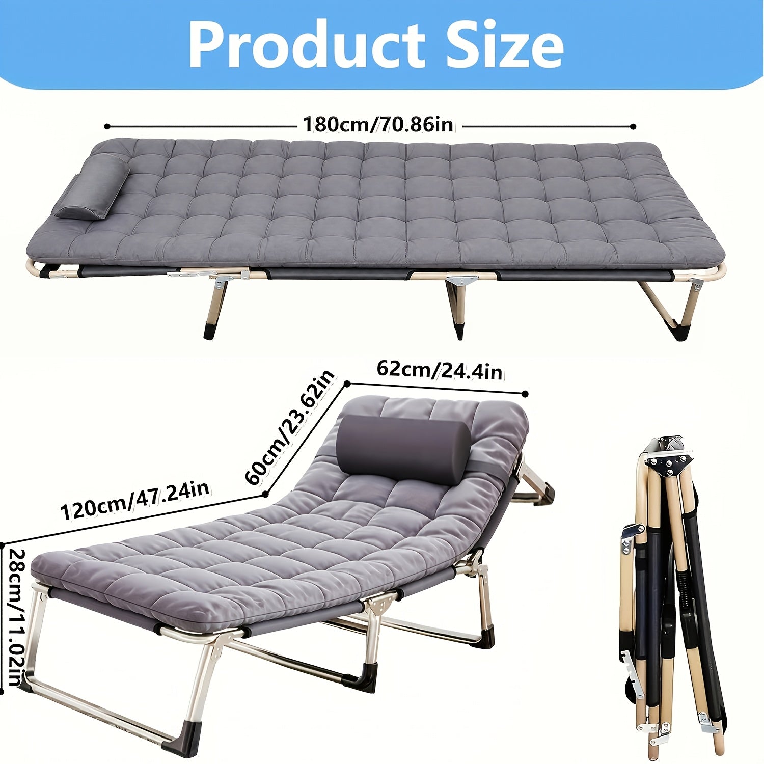 Heavy Duty Folding Camping Bed with Mattress Included 450-550 LBS Capacity Portable Cot for Adults Teens Travel Guest Bedroom Garden Balcony Outdoor Camping Supplies