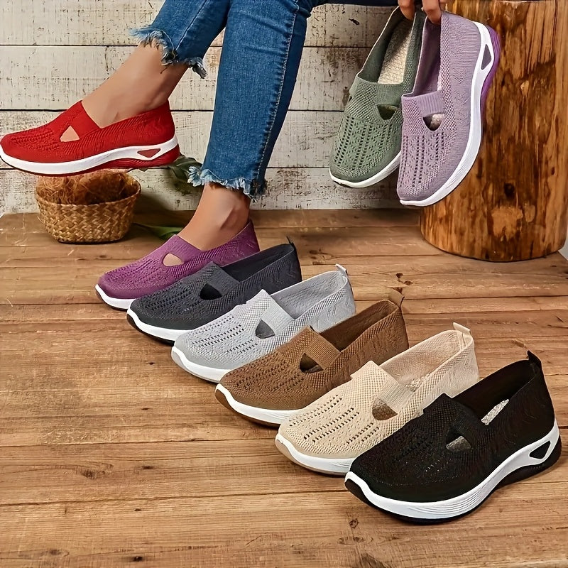 Women's Orthopedic Knitted Breathable Slip-On Shoes Arch Support – Walking Running Casual Sneakers 12 Colors US 2.5-10.5