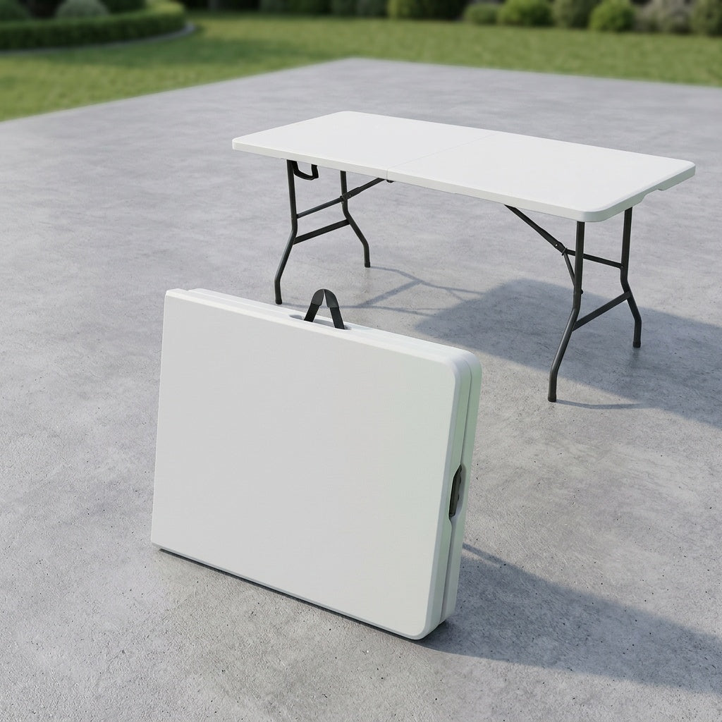 Plastic Folding Picnic Table Portable – Fold-in-Half Design with Carrying Handle & Locking Legs for Indoor & Outdoor Use, Camping, Tailgating & Dining, 2.5FT & 4FT