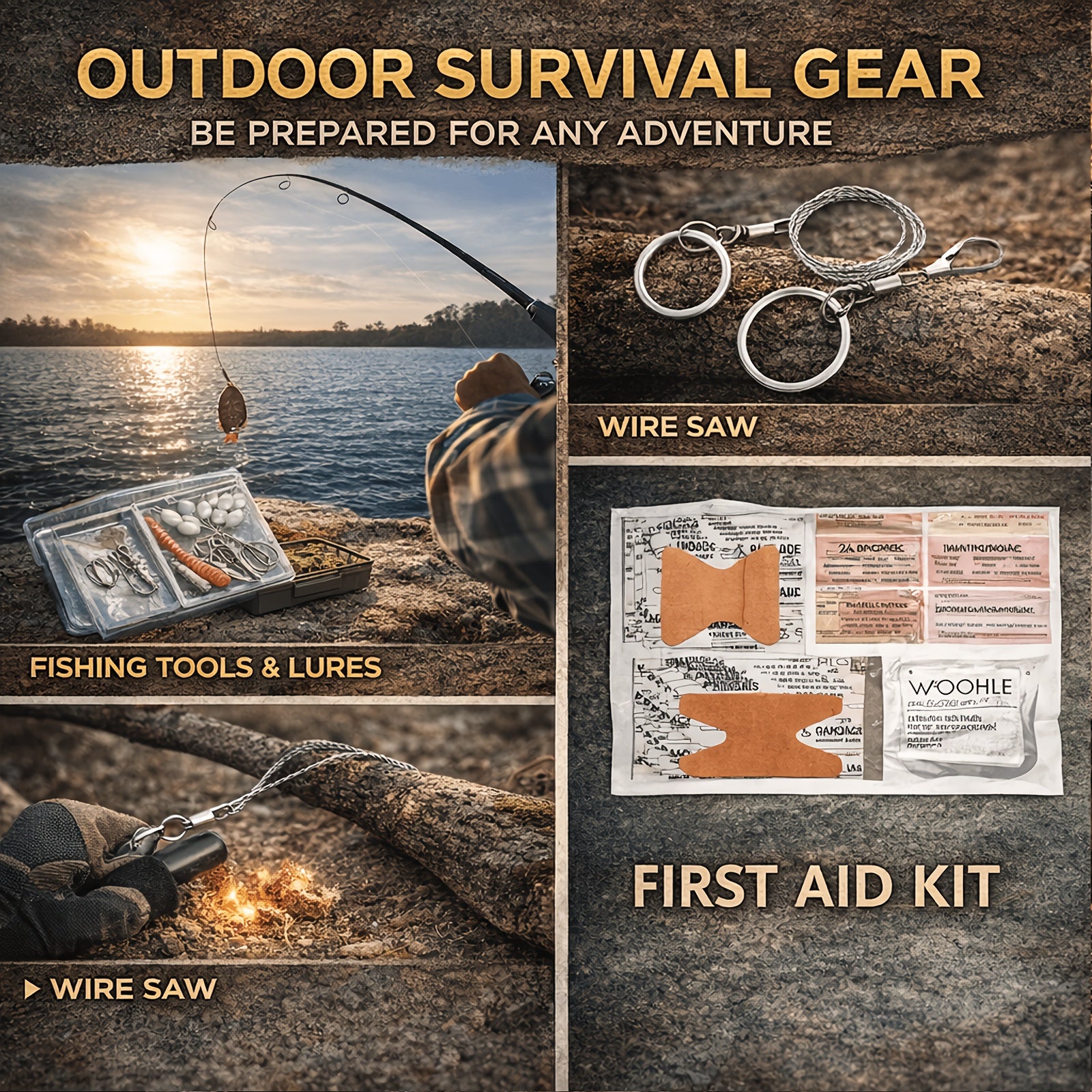 Survival Kit 19-in-1 Outdoor Emergency Gear Set with Carry Box – Camping Accessories Tactical Gear for Camping Hiking Hunting Fishing
