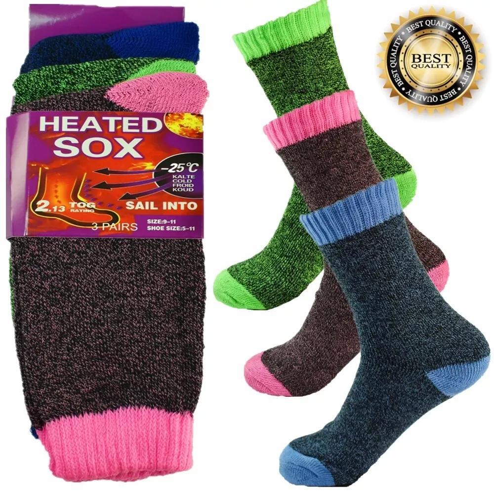 Thermal Socks for Women 6 Pairs Winter Warm Thick Cushioned Crew Socks for Hiking Camping Skiing Cold Weather Boot Socks Size 9-11 Multicolor