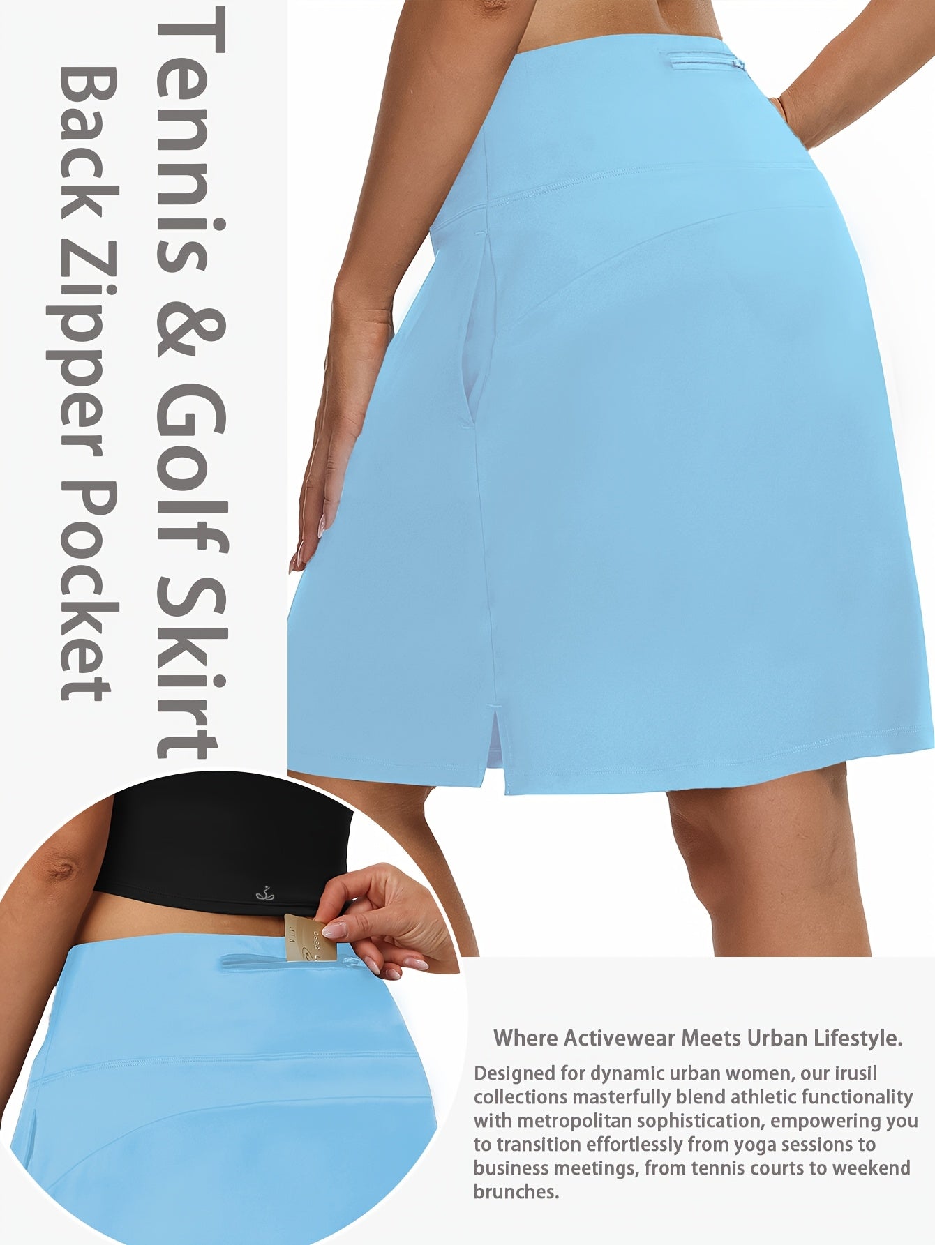 Women's Knee-Length Skort 20-Inch High Waist with 5 Pockets Built-In Shorts Long Athletic Skirt for Tennis Golf Workout Casual Wear S-XXL