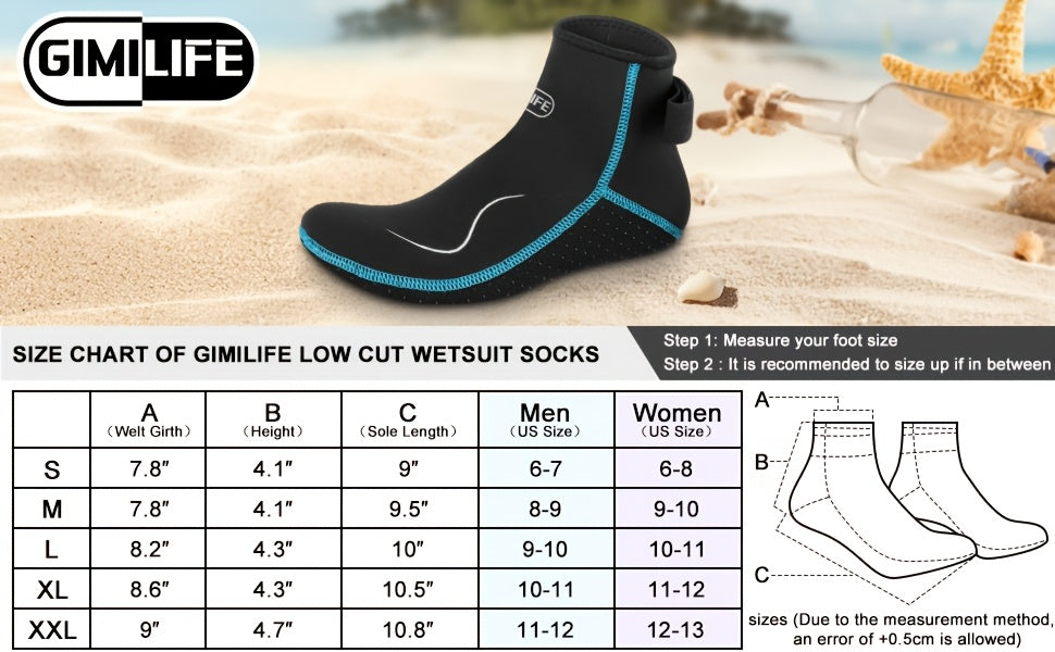 Neoprene Water Socks 3mm for Men & Women – Non-Slip Warm Diving Wetsuit Fin Socks High & Low Cut for Surfing Snorkeling Kayaking Beach S-XXL