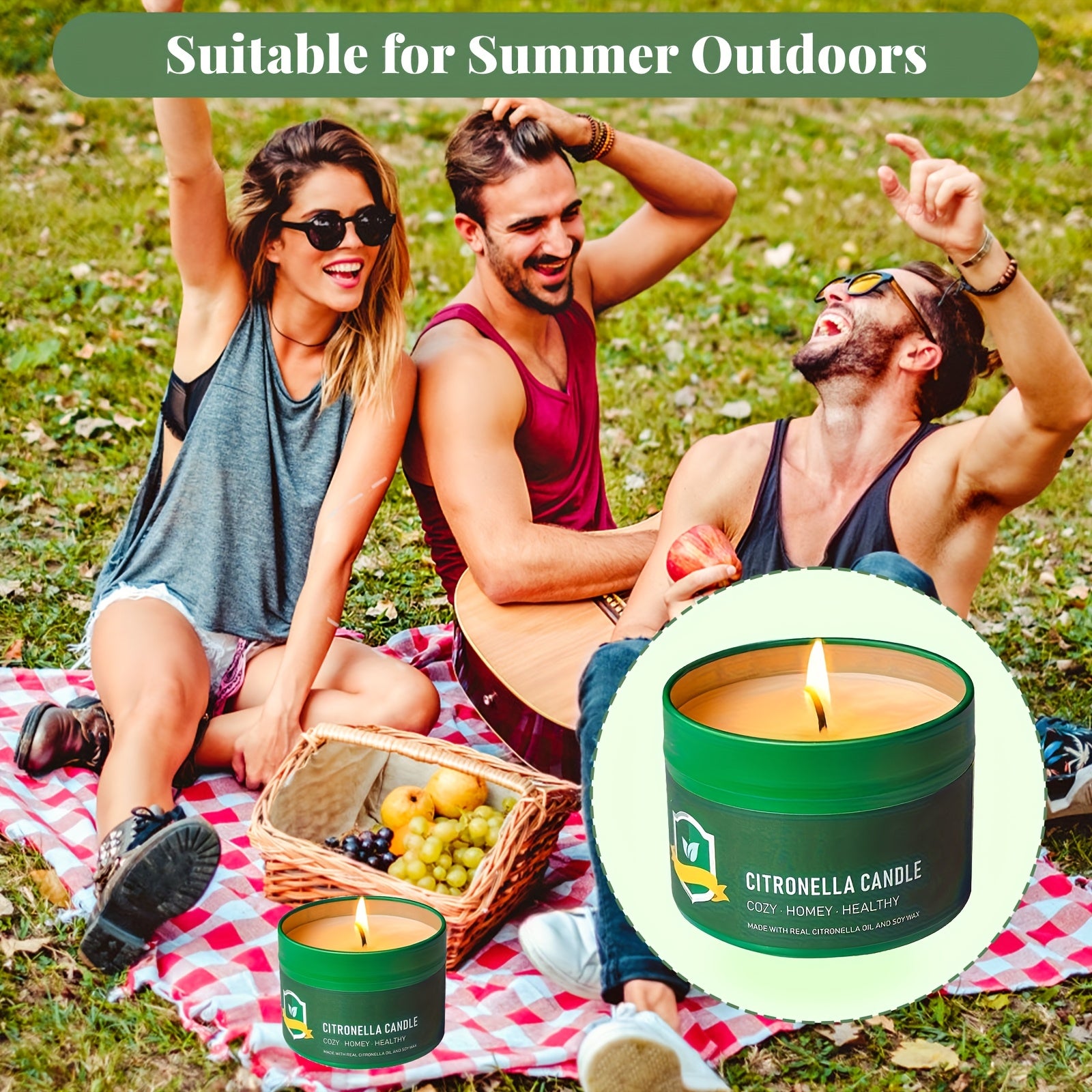 Citronella Candles Outdoor 6 Pack 4.4 oz 150 Hours Burn Time Mosquito Repellent Candles for Patio Camping BBQ Garden Yard Party