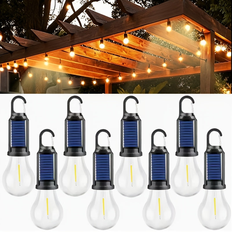 8-Pack Solar Rechargeable LED Camping Lights with Hook 300mAh Battery Portable Hanging Tent Lights for Camping Hiking Patio Christmas Valentine's Day Holiday Decoration