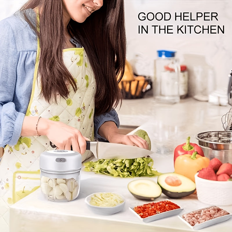 Mini Food Processor Cordless Rechargeable USB Electric Food Chopper with Meat Grinder Blade – Portable Vegetable Cutter Garlic Crusher Fruit Grinder for Kitchen