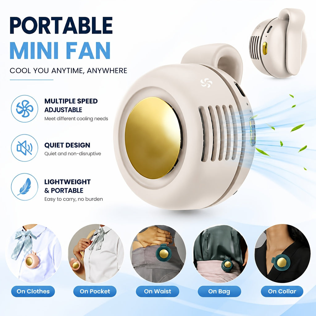 Bladeless Clip-On Fan Portable USB Rechargeable – 360° Rotation Multi-Speed Quiet Personal Cooling Fan for Travel, Camping, Outdoor, Office & Stroller | 1, 2 or 3 Pack