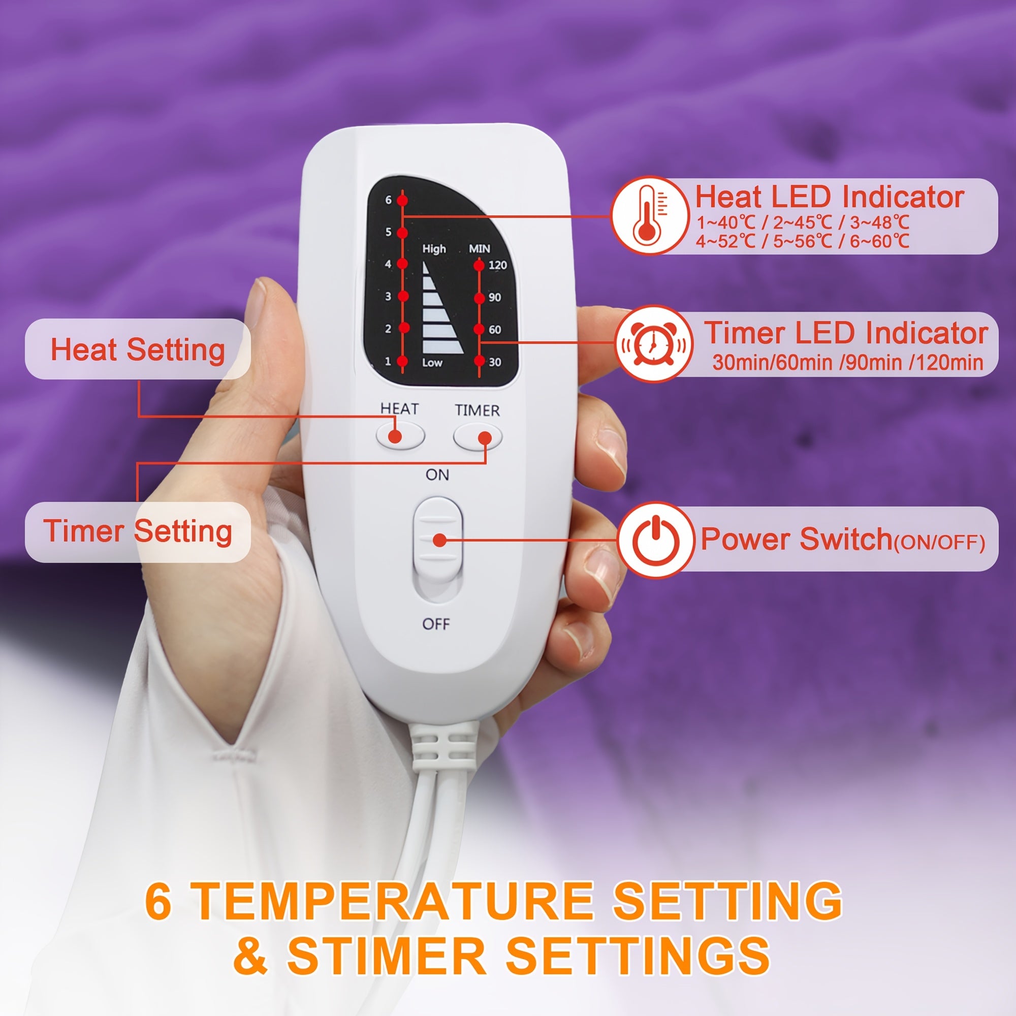 Electric Heating Pad Extra Large 24x12 – 6 Heating Levels Up to 140°F, Auto Shut-Off, Machine Washable, Portable Pad for Back, Neck, Shoulder, Knee & Leg Pain Relief | Holiday Gift for Parents
