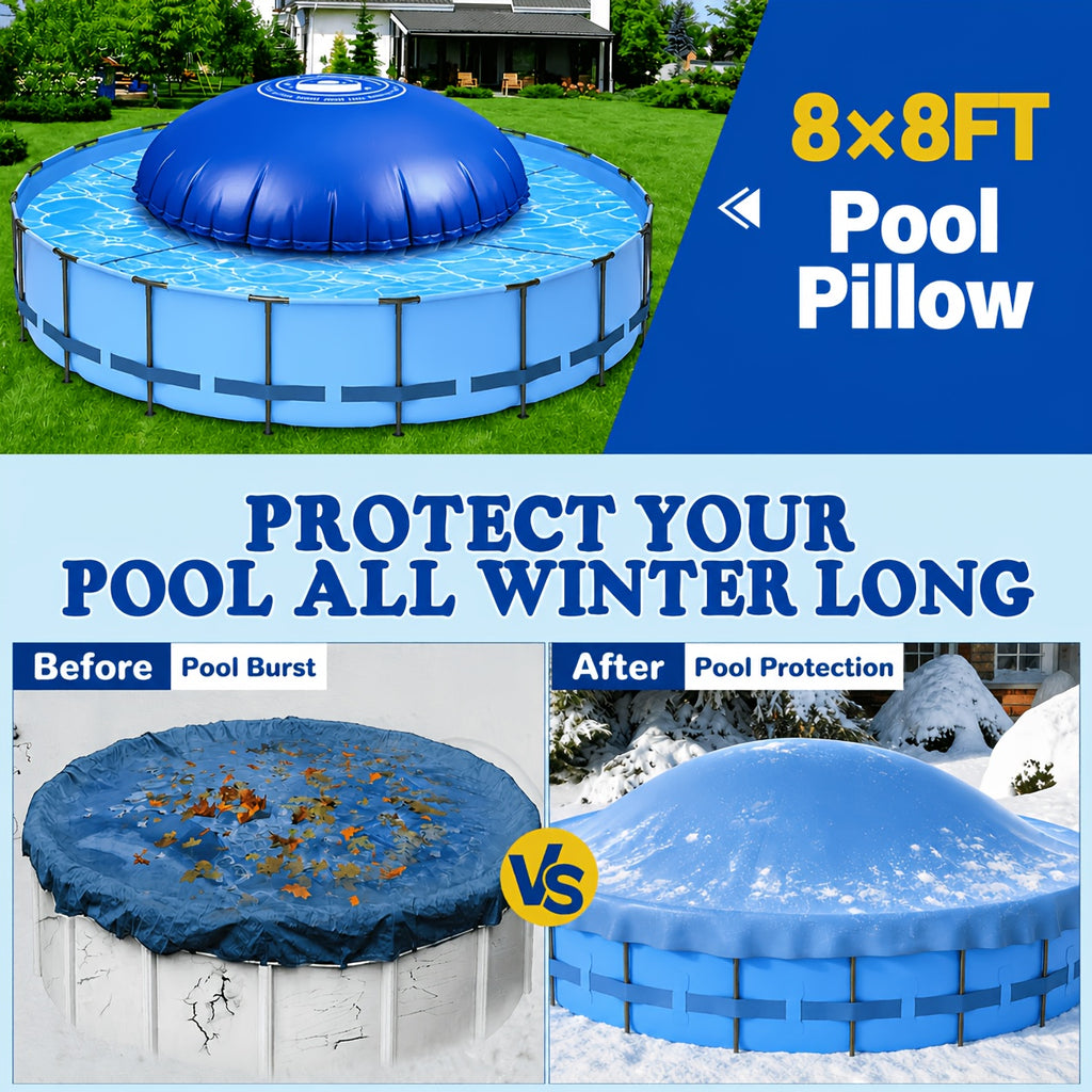 Pool Pillow for Above Ground Pool Winter Cover Air Pillow 0.5mm Thick PVC Cold-Resistant Ice Equalizer with 49.2ft Rope – Winterizing Closing Kit 5FT 6FT 7FT 8FT for Above Ground Pools