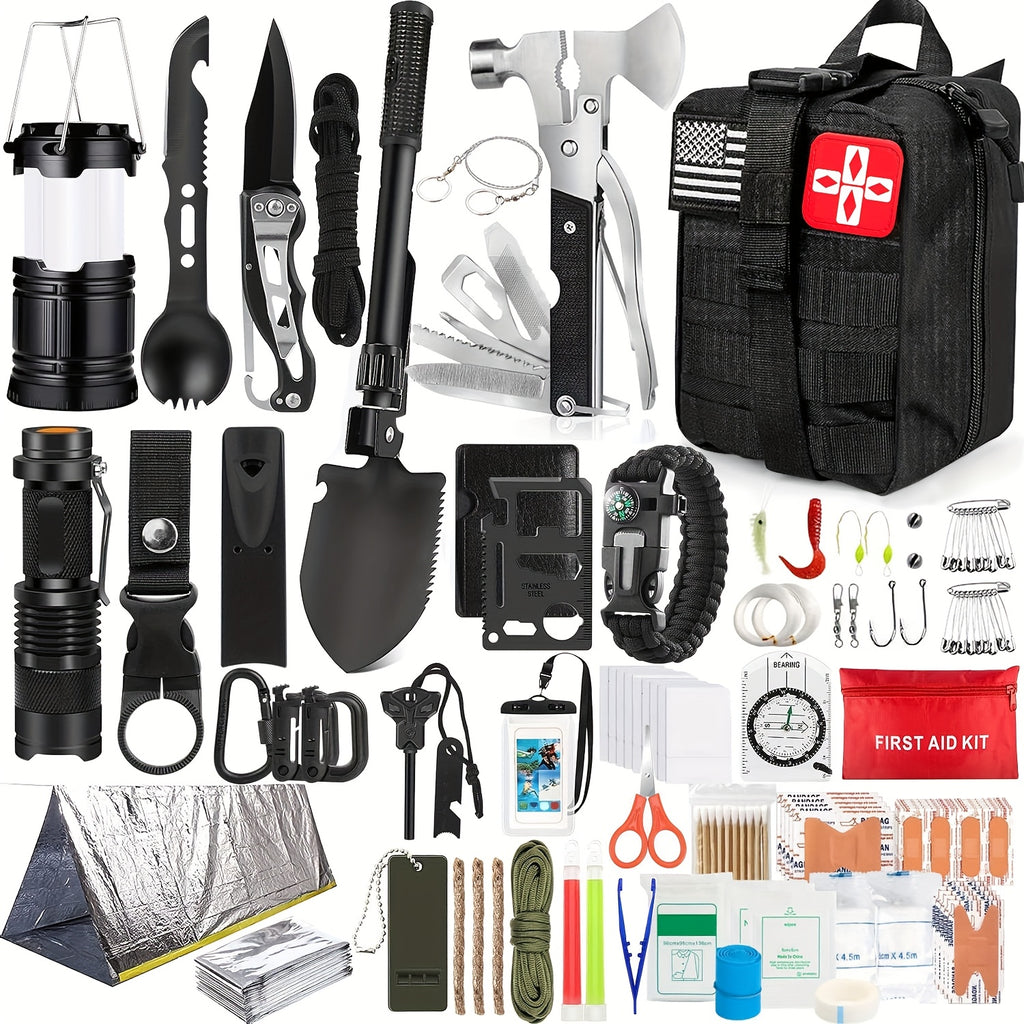 Professional Survival Gear Kit - 14/152/258pcs with Fire Starter, Compass & Multifunctional Tools for Camping, Hiking & Outdoor Adventure | Best Gift for Men & Women