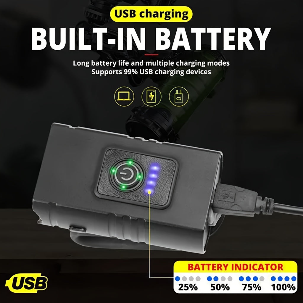 USB Rechargeable Bike Light Set Ultra-Bright Front and Rear – Type-C Fast Charge Aluminum Alloy Bicycle Lights 6 Front Modes 4 Rear Modes for Night Riding Commuting Camping Safety