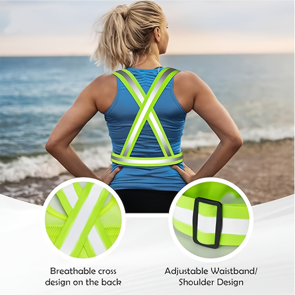 Reflective Running Vest 2 Pack with Reflective Bracelets Phone Holder Adjustable Safety Gear for Men Women – High Visibility Vest for Running Dog Walking Cycling Night Safety